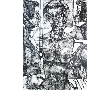 Wallner, Arnulf: (1936 Bamberg - Würzburg 1975). Späte Huldigung. Serigraphie in Schwarz, 1971. 80 x 58,5 cm, Blgr. 88 x 63 c