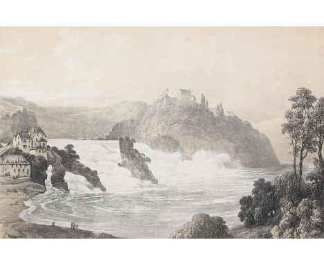 Schaffhausen.: Rheinfall. Tonlithographie, 2.H. 19. Jh. Ca. 26,5 x 40,5 cm, Blgr. ca. 36,5 x 50 cm. - Leicht stockfl. (am Rd.