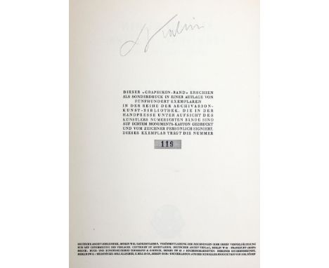 Kubin,A.: Vermischte Blätter. Zwölf Zeichnungen und zehn Graphiken. Bln., Archivarion 1950. 4°. Mit 14 Taf. 2 Bl. Ohlwd.  Mar