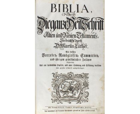 Biblia germanica.: Biblia, das ist Die ganze Heil. Schrift Alten und Neuen Testaments, Verdeutscht durch D. Martin Luther. Mi