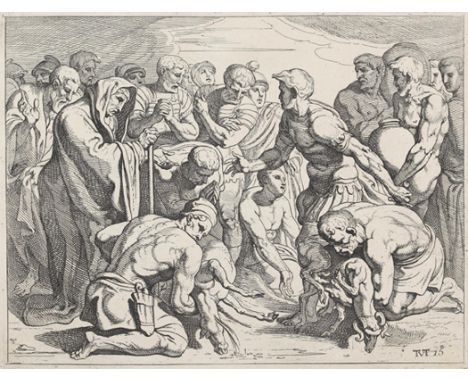 Thulden, Theodor, van: (1606 Hertogenbosch 1669). Die Opferdarbringung. Bl. 15 aus der Folge der Odyssee. Radierung 1632/33. 