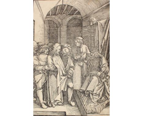 Schäufelein, Hans: (ca.1480 Nürnberg - Nördlingen ca.1582). Jesus vor Herodes. Holzschnitt um 1507. Ca. 26 x 18 cm, punktuell