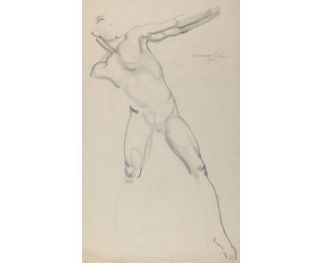 Gehri, Hermann: (1879 Freiburg/B 1944). Männlicher Torso. Graphit auf Papier, 1913. Ca. 53 x 32 cm. Oben rechts sign. u. dat.