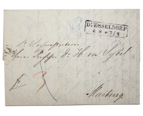 Buddeus, Julius,: Buch- und Kunsthändler, Verleger und Dichter (1812-1873). Eh. Brief mit Unterschrift, dat. Düsseldorf, 6. A