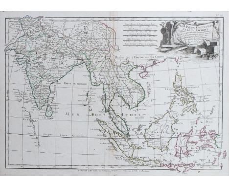 Südostasien.: Les Indes Orientales et leur Archipel. Grenzkolor. Kupferstichkarte des südlichen Indien, Thailands, Kambodscha
