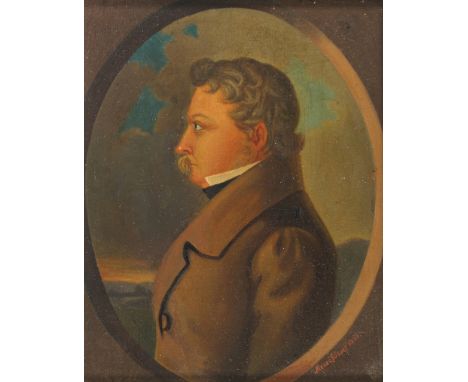 Deák, Ferenc,: ungarischer Politiker (1803-1876). Portrait des Politikers im Profil nach links. Öl auf Leinwand von Joszef Me