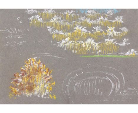 Poelzig, Hans: (1869 Berlin 1936). Sommernachtstraum, Bühnenbild. Farb. Kreide auf grauem Papier, 1926. Blgr. 24,5 x 34,8 cm.