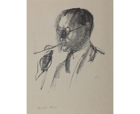 Morgenthaler, Ernst: (1887 Kleindietwil/Be. - Zürich 1962). Bildnis Hermann Hesse (rauchend). Kreide-Lithographie auf Velin (
