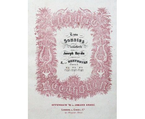 Beethoven,L.v.: Oeuvres. Livre 1. Sonates pour Pianoforte. 4 Tle. in 1 Bd. Offenbach, Andre u. London, Ewer (um 1830). Kl.Fol