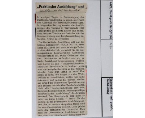 Fachdokumentation.: Private Sammlung von Unterrichtsmaterialien zur Ausbildung angehender Buchbinder. Basel, ca. 1950 ff. In 