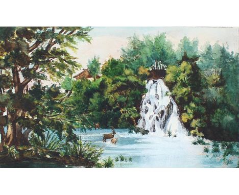 Thüringen.: Luisenthal. Wasserfall. Aquarell a. Papier, wohl von Anna Meyer, der Tochter des Malers W.Meyer-Rhodius. 1870. Ca