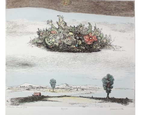 Rauh, Caspar Walter: (1912 Würzburg - Kulmbach 1983). "Blumenwolke". Aquarellierte Radierung auf Bütten, 1981. 28,3 x 33,8, B