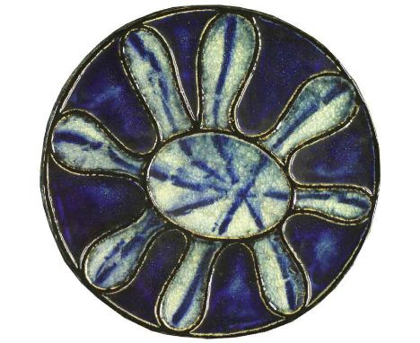 Dewald, Franz.: (1911 Viernheim - Grötzingen 1990). "Scheibe". Fayence der Staatl. Majolika, Karlsruhe um 1980, wohl für die 