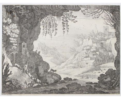 Nieulandt, Willem van: (1584 Antwerpen 1636). Italienische Berglandschaft, betrachtet aus einer Höhe. aus d. Folge "Italienis