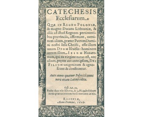 Rakauer Katechismus.: Catechesis Ecclesiarum, quae in Regno Poloniae et magno Ducatu Lithuaniae,... Rakau, (Sebastian Sternac