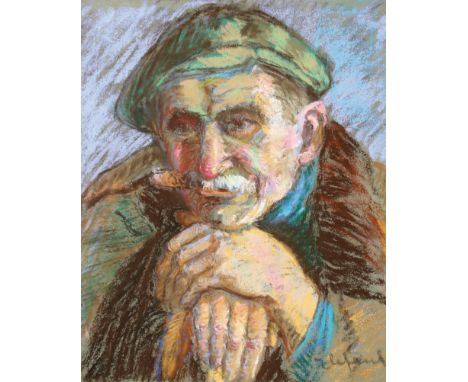 Elefánt, Jeno: (1899/1897 vermutl. Großwadein - Mauthausen 1944/45). Portrait eines älteren Mannes mit Schnauzbart und Zigarr