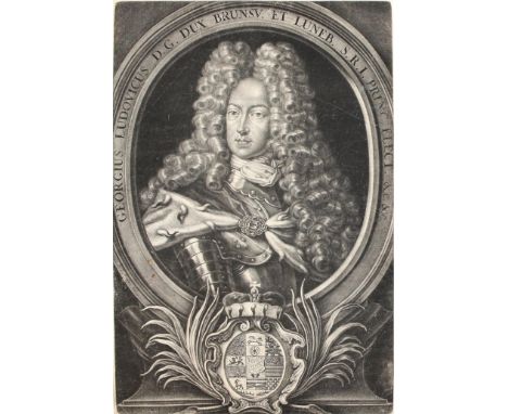 Georg Ludwig von Braunschweig-Lüneburg: später King George I. Mezzotinto von Johann Christoph Weigel (1654-1725). Ca. 32 x 22