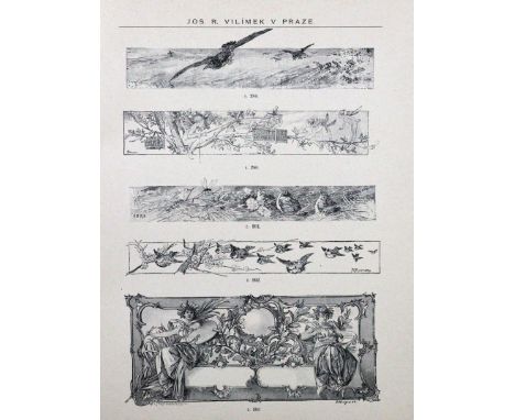 Vilimek,J.R.: Knihtiskarna Jos. R. Vilimka v Praze, v zornik stocku. Prag (um 1900). 4°. Mit 1558 Abb. auf 128 nn. Taf. 1 Bl.