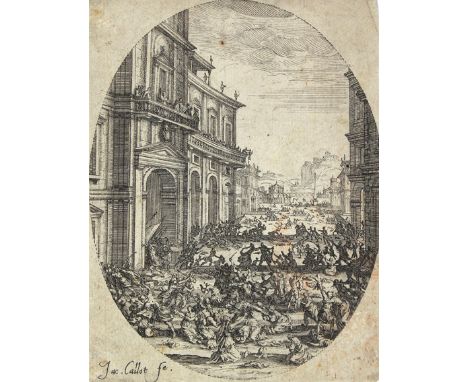 Callot, Jacques: (1592 Nancy 1635). 2 Radierungen aus Les petites misères de la guerre. Darunter: Le massacre des Innocents, 