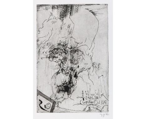 Janssen, Horst: (1929 Hamburg 1995). "Halb tot vor Glück 2.11.72". Selbstbildnis. Radierung auf Velin, 1972. 22,5 x 15 cm, Bl