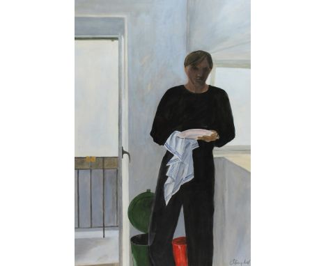 Anonym.: Der Tellerwäscher. Figürliche Komposition. Gouache a. Papier. 2. Hälfte 20. Jh., ca. 56,5 x 38 cm. Undeutl. sign. un