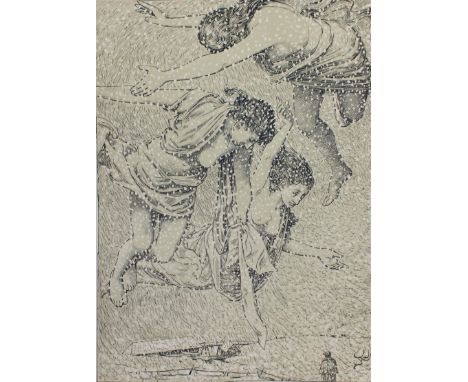 Thoma, Hans: (1839 Bernau - Karlsruhe 1924). Winterweben (Schneeflocken). Algraphie, 1903. 49,5 x 35,5, Blgr. 66 x 46 cm. Mit
