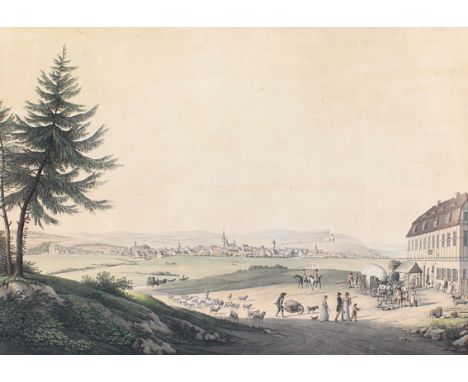 Hammer, Christian Gottlob: (1779 Dresden 1864). Prospekt der Stadt Chemnitz in Sachsen, von der Zschoppauer Strasse. Dem Hoch