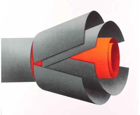 Beuermann, Wilhelm: (1937 Berlin - Hannover 2006). Festgezurrte Wicklung in Rot-Grau. Farbserigraphie (81/100). 1970er Jahre.