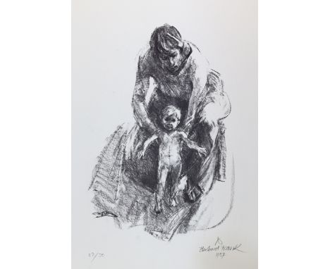 Frank, Eberhard: (1921 Bad Cannstadt - Maulbronn 2004). Mutter mit Kind - Orientalischer Reiter. 1983/84. 42,5 x 32 bzw. 64 x