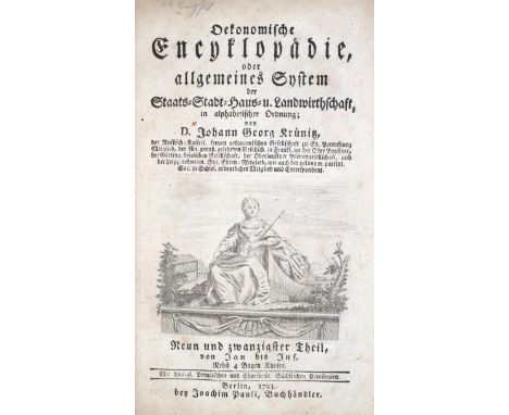 Krünitz,J.G.: Bd. 029. Oeconomische Encyclopädie. Von Jan bis Jnf. Bln., Pauli 1783. Mit gest. Portrait-Front., Titelvign. u.