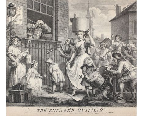 Hogarth, William: (1697 London 1764). The Enraged Musician. Radierung auf Bütten mit WZ, London 1741. Gr.Qu.Fol. Mit Titelzei