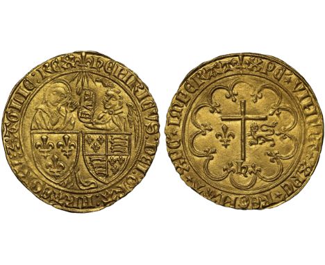 Henry VI, King of England and France (1422-53), gold Salut d'Or, St Lô Mint, second issue from 6th September 1423, standing f