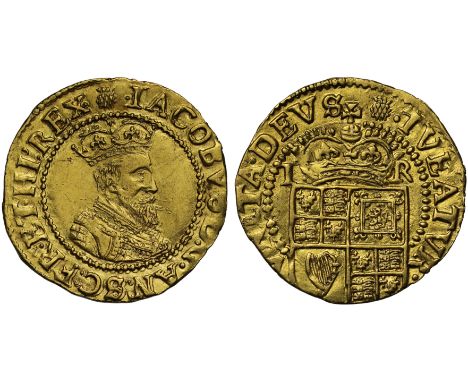 The Rarest Type of Gold Halfcrown of the Reign of King James I James I (1603-25), gold Halfcrown or Eighth Sovereign, struck 