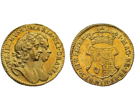 Superb Gold Half-Guinea Dated 1691 of William and Mary, ex Norweb CollectionWilliam and Mary (1688-94), gold Half Guinea, 169