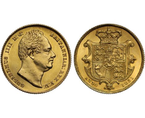 g William IV (1830-37), gold Sovereign, 1831, first bare head right, nose points to second N in legend with rounded ear, W.W.
