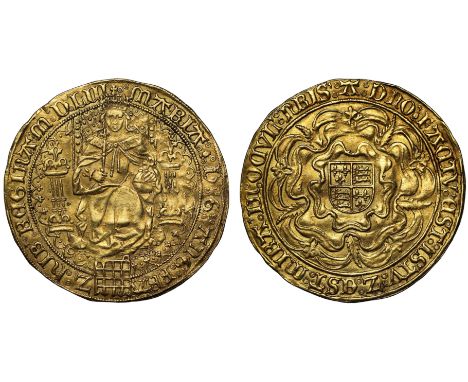 Magnificent Fine Gold Sovereign of Mary Tudor Dated 1553Mary (1553-54), fine gold Sovereign of Thirty Shillings, 1553, full-l