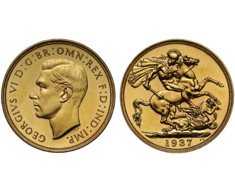 g George VI (1936-52), gold Proof Two Pounds, 1937, bare head left, initials HP below neck for Humphrey Paget, GEORGIVS VI D: