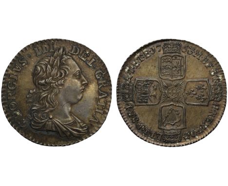 George III (1760-1820), silver Shilling, 1763, so-called Northumberland type, young laureate and draped bust right, legend an