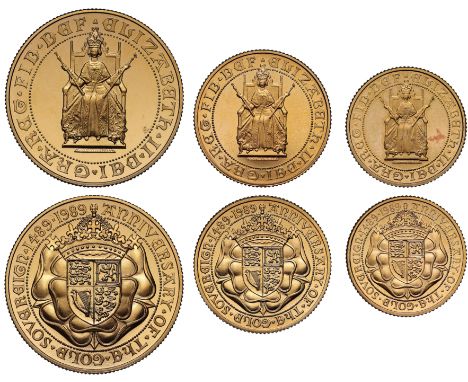 g Elizabeth II (1952 -), gold three-coin proof Set, 1989, gold Two Pounds, Sovereign, Half-Sovereign, for the 500th Anniversa