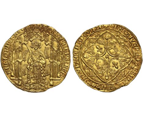 Edward the Black Prince (1362-72), gold Noble Guyennois à l’E or Pavillon d'Or, second issue (c.1363-4), Bordeaux Mint, robed