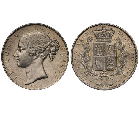 Victoria (1837-1901), silver Crown, 1845, young filleted head left, W WYON. R A raised on truncation, date below, legend and 