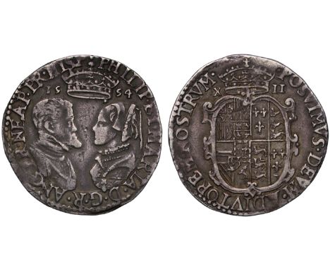 Philip &amp; Mary (1554-58), silver Shilling of Twelve Pence, 1554, issue with full titles, profile busts facing each other, 