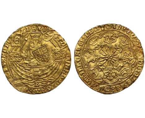 Scarce Bristol Mint Gold Ryal of King Edward IVEdward IV, first reign (1461-70), gold "Rose" Ryal of Ten Shillings, light coi
