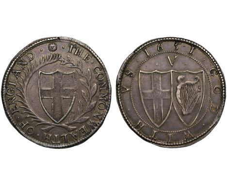 Very Rare and Broadly Struck Commonwealth Silver Crown of the Second Date of DenominationCommonwealth (1649-60), silver Crown