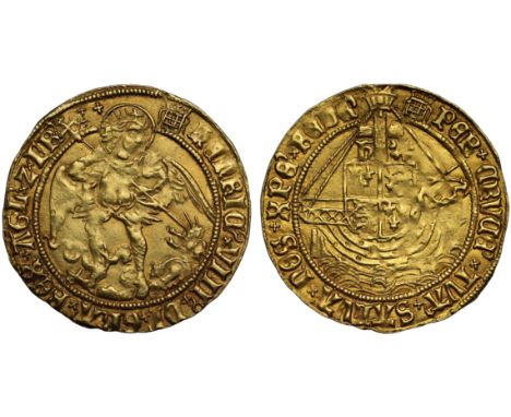 Henry VIII (1509-47), fine gold Angel of Six Shillings and Eight Pence, first coinage (1509-26), St Michael slaying dragon, h