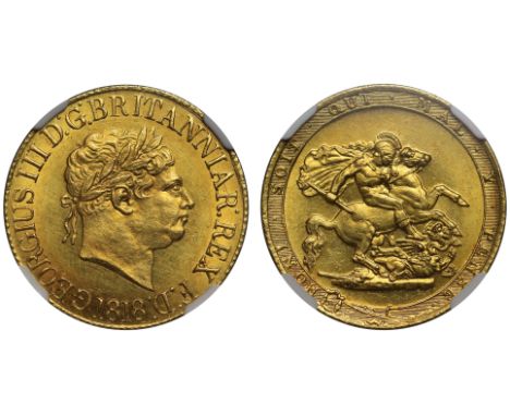 g Rare Ascending Colon Rarity of the George III 1818 Gold SovereignGeorge III (1760-1820), gold Sovereign, 1818, ascending co