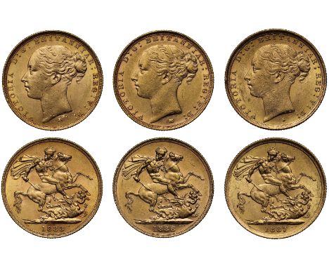 g Australia, Victoria (1837-1901), gold Sovereigns (3), Imperial type St George reverse, Melbourne Mint, 1883, 1886, Sydney M