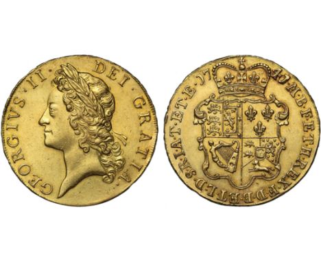 George II (1727-60), gold Five Guineas, 1741, the 4 struck over a 3 in date, young laureate head left, GEORGIVS.II. DEI.GRATI