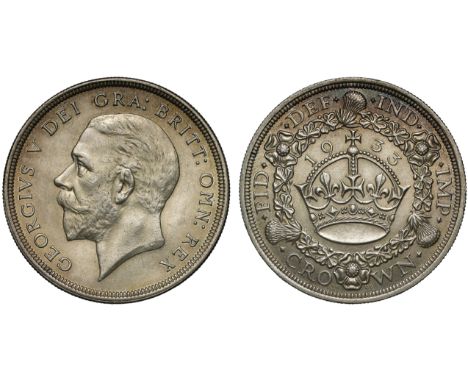 † George V (1910-36), 0.500 silver Wreath Type Crown, 1933, bare head left, BM raised on truncation for engraver Bertram Mack