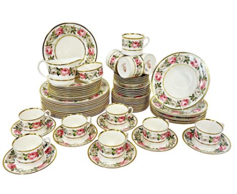 A collection of Royal Worcester ‘Royal Garden’ pattern dinner and tea wares with printed and gilded finish comprising dinner 